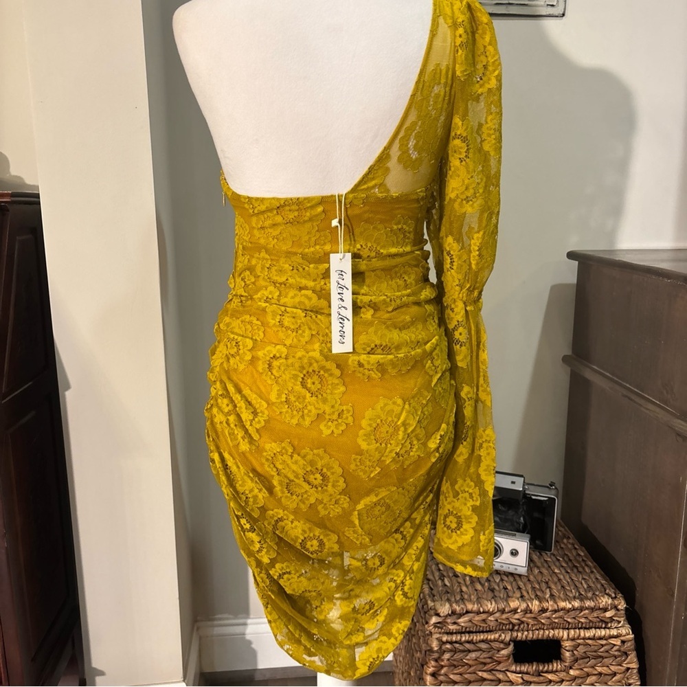 For Love And Lemons Yellow Asymmetrical Bodycon Dress - Picture 6 of 7
